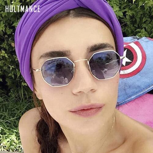 New Retro Polygon Sunglasses Men Women Octagon Sun Glasses Vintage Small Metal Frame Shades Ocean Color Clear Lens Red Blue