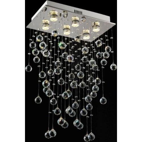 Modern Rectangle Chandelier Lighting Dining Room Hanging Crystal Lamp Luxury Kitchen Island LED Cristal Lustres GU10 90-265V UPS