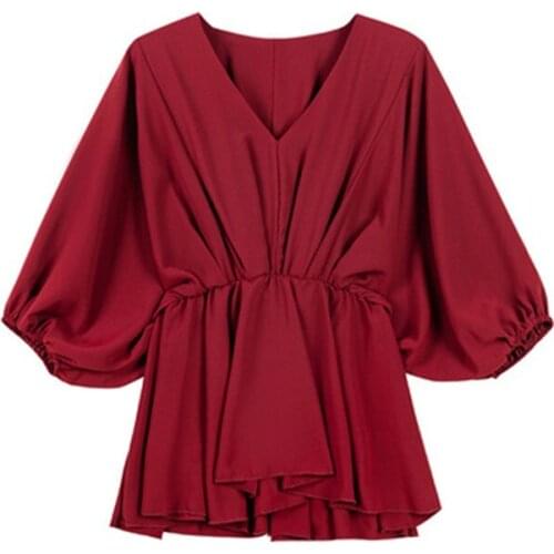 Spring Summer Tops Womens Blouse Collar Very Fairy Top Western Chiffon Small Sleeve Design Sense Care Machine Bottoming Shirt