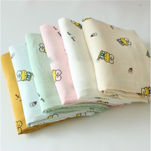 YOMDID Cartoon Frog Cotton Crepe Fabric Printed Fabric Cotton DIY Clothes Pajamas Baby Saliva Towel Making Material Patchwork