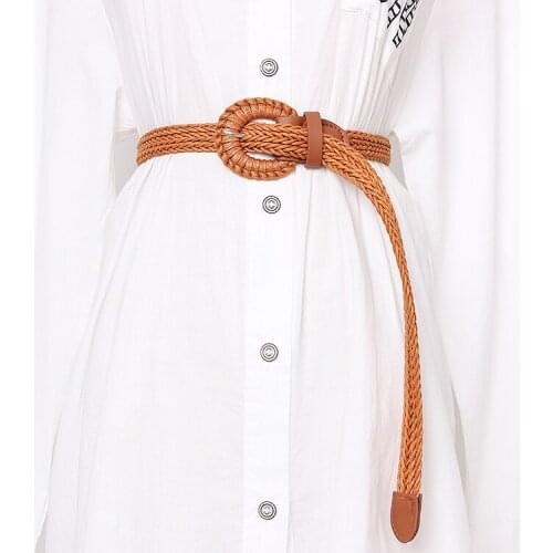 Womens Runway Fashion Knitted Cummerbunds Female Dress Corsets Waistband Belts Decoration Narrow Belt TB1601