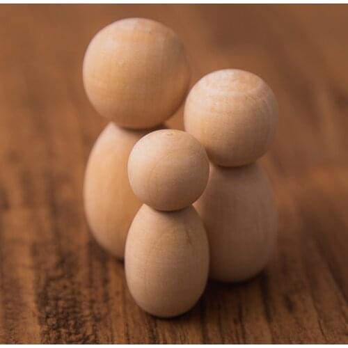 10PCS 60/70/80mm Wood Peg Doll Maple Unpainted Handmade Unfinished Decor Doll Teething Toy DIY Wooden Blank Dolls Children Goods