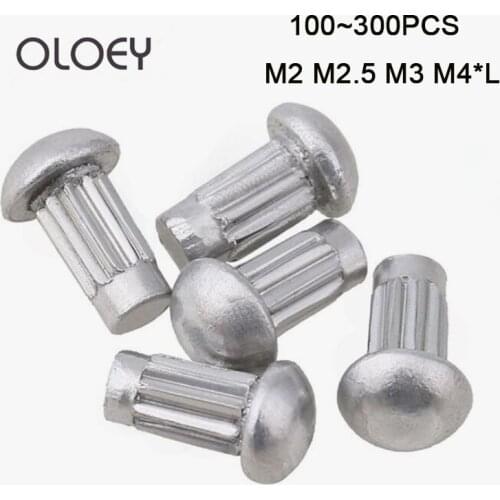 100~300Pcs GB827 Excellent M2 M2.5 M3 M4*L Knurled Solid Aluminum Rivets For Name Plate B026 High Quality