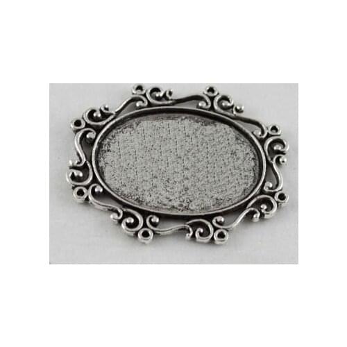 150 Tibetan sivler glue on bail Cabochon Settings Pendant Trays picture frame oval charm A11664