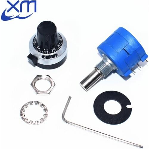 5set 3590S-2-103L 3590S 10K ohm Precision Multiturn Potentiometer 10 Ring Adjustable Resistor + Turns Counting Dial Rotary Knob