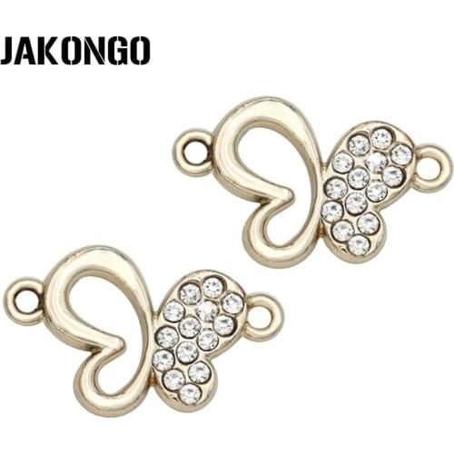 5PCS Gold Color Crystal Butterfly Connector for Jewelry Making Bracelet Accessories Findings Handmade DIY Craft 24x15mm