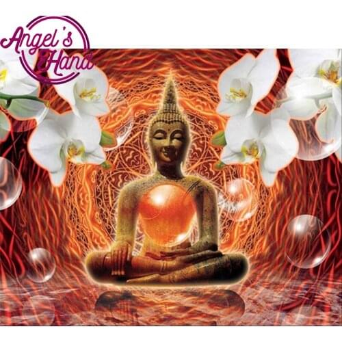 Diy diamond painting cross stitch diamond Embroidery mosaic patterns Buddha orchid chinese Buddha painting cross stitch picture