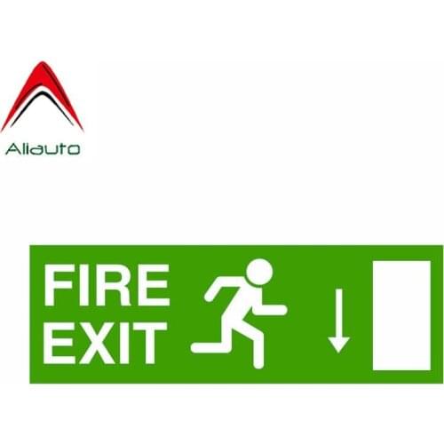 Aliauto Car Accessories Fire Exit Down Right Warning Decal Creative Cartoon Sticker PVC,15cm*5cm