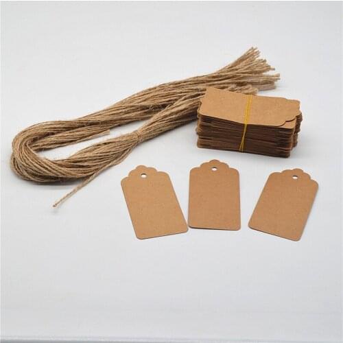 50pcs Card Tag Kraft Paper Hang Tag with Linen Rope Wishing Bottle Card Gift Tags Crafts Wedding Decoration DIY Party Supplies