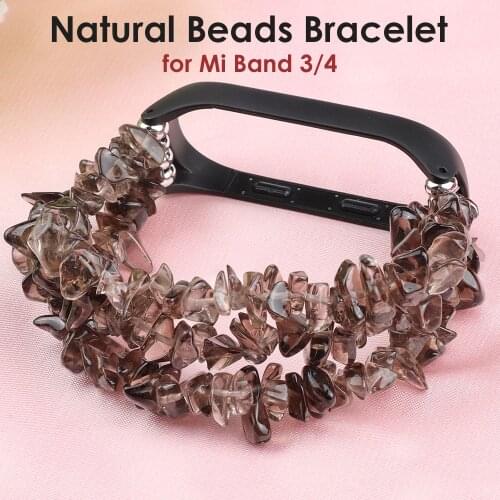 Bracelet for Xiaomi Mi Band 5 3 Strap Women Girl Handmade Miband 4 Watchband Elastic Beaded with Silver Stainless Frame