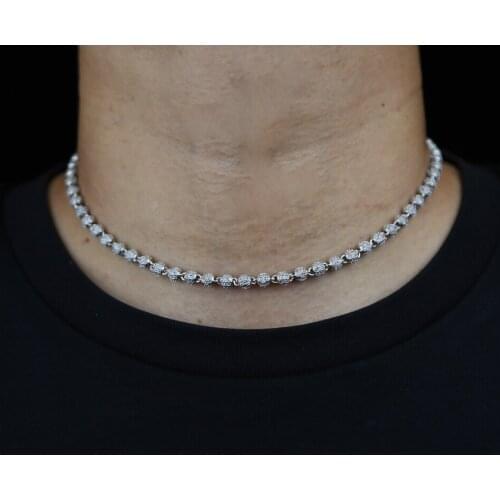 Iced Out Bling 5A Cubic Zirconia Paved CZ Ball Beaded Link Chain Choker Necklace For Mens Boy High Quality HipHop Rock Jewelry
