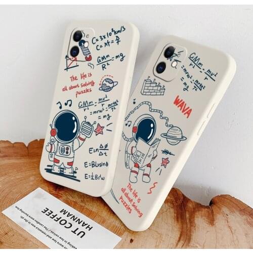 Rectangle Astronaut Pattern Phone Case For iPhone 12 Pro Max 11 X XS XR XSMAX SE2020 8 8Plus 7 7Plus 6 6S Plus Silicone Cover
