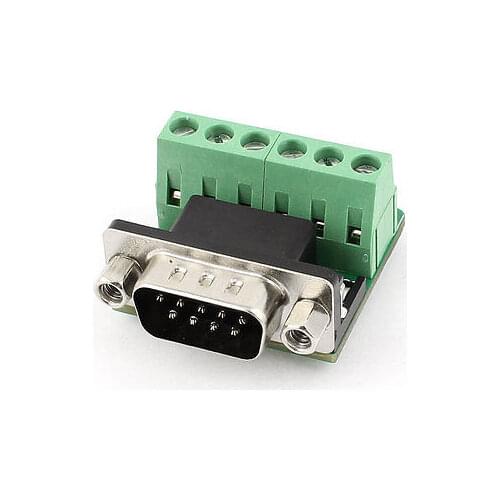 DB9 RS232 D SUB 9 Pin Male Connector to 6 Position Terminal Breakout Board