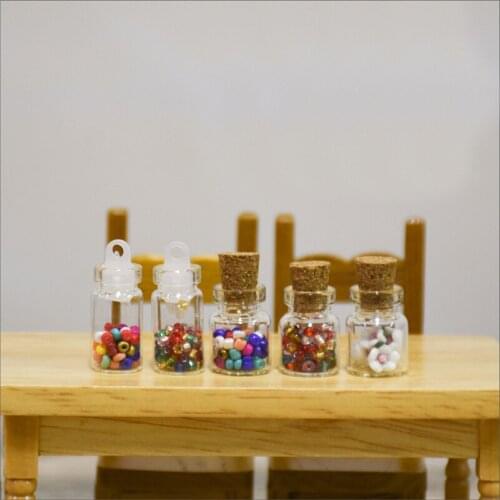 G05-X5090 children baby gift Toy 1:12 Dollhouse mini Furniture Miniature Glass storage bottle 5pcs/set