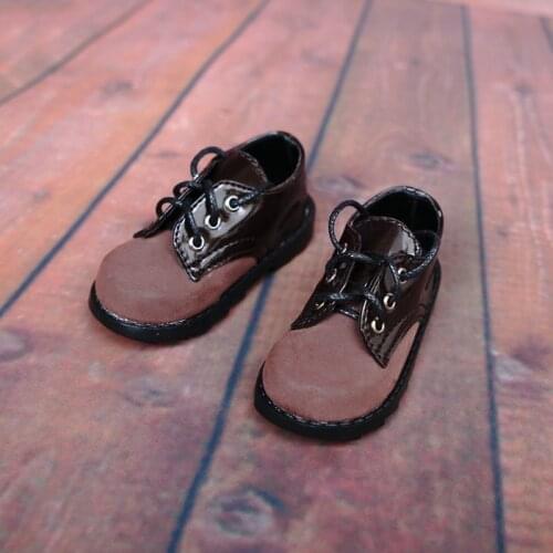D01-P168 children handmade toy 1/3 1/4 Doll Accessories BJD/SD doll Brown lace-up student shoes 1pair