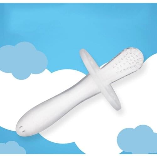 Baby Handheld Soft Silicone Clear Teether Teething Dental Care Cleaning Device