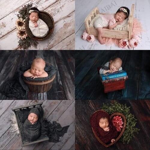 Newborn Backdrop for Photography Baby Shower 1st Birthday Party Wood Floor Photo Background for Children Cake Food Baby Studio