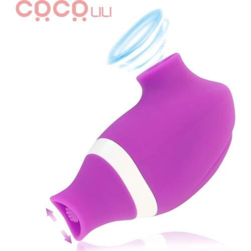 Double Stimulation Clit Sucker Tongue Licking G spot Stimulator Nipples Massagers Cunnilingus Erotic Sex Toy for Women Couples