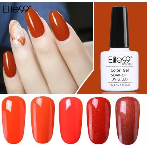 Elite99 10ML 1-10 Colors UV LED Nail Gel Polish UV LED Orange Nail Art Lacquer Long-Lasting Soak-off Gel Varnish