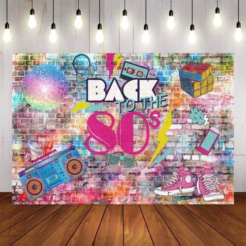Graffiti 80s Themed Party photography Background 80s Backdrops for Parties Hip Hop Decor Birthday Photo Booth Props Banner