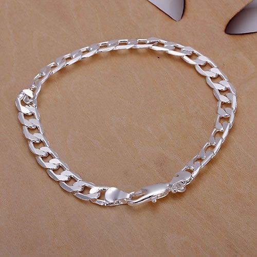 H245 Wholesale Silver Plated Bracelet, Shinning Fashion Jewelry 6mm Flat Bracelet /aimaizta Basajrza