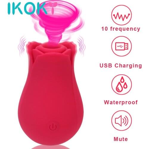 IKOKY Vaginal Sucking Vibrator Adult Sex Toys Product Intimate Good Rose Shape Oral Nipple Sucker Clitoris Stimulation 10 Speeds