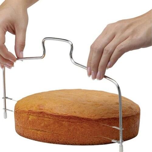 Stainless Steel Bakeware Kitchen Baking Tool Double Line Adjustable Metal Cake Cutter Cake Pastry Slicer Tools Decorating Mold