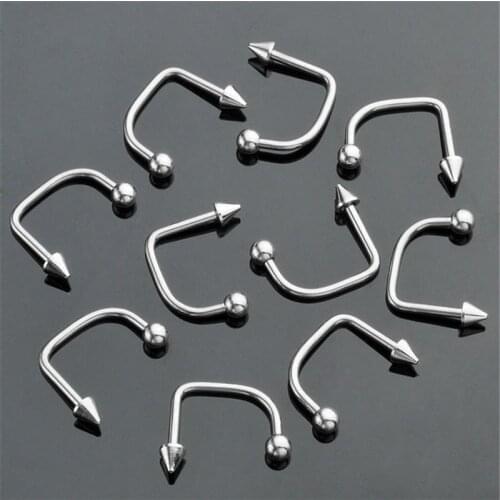 JOVIVI Wholesale 50pcs lip ring stud 16G 1.2MM 10mm 3/8"Body piercing jewelry black navy colorful barbell screw half hoop loop