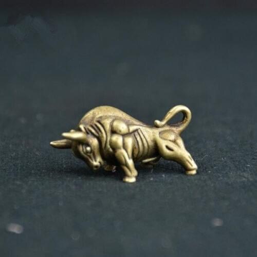 Chinese Pure brass Wall Street bull small statue
