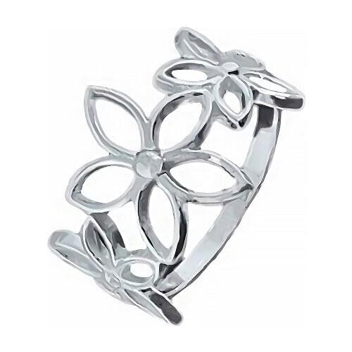 DARK DIAMOND-flower ring in 925 sterling silver. Comfortable jewel for daily use