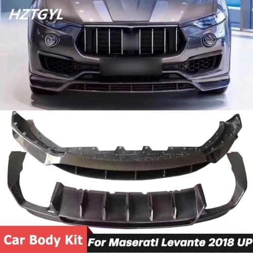 LE Style Carbon Fiber Car Body Kit Front Bumper Lip Rear Diffuser For Maserati Levante Tuning 2018 Up