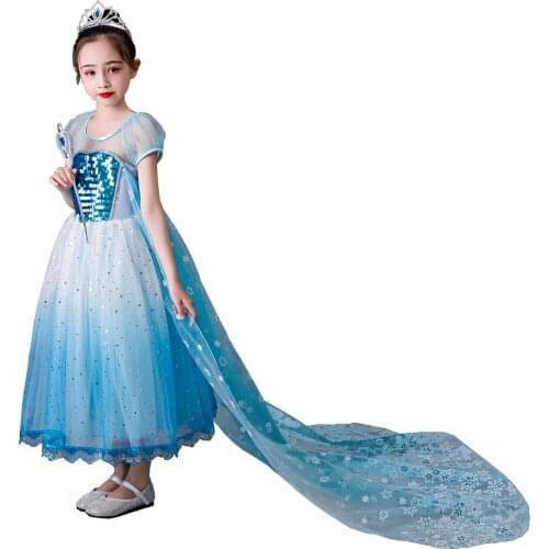 Infant Summer Dress Cloak Snow 2 Cosplay Fancy Tutu Princess Children Birthday Party Prom Evening Kids Vestidos Girls Clothes