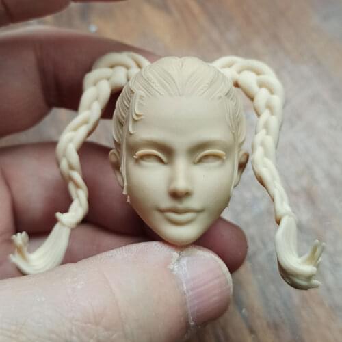 Hot Sales 1/6th Girl With Braids Can Be Removed Head Sculpture Unpainted White Color For 12inch DIY Figures
