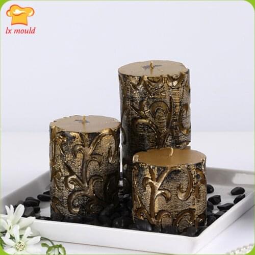 LXYY Cylindrical silicone moulds carved candle wedding party romantic Candle Silicone Tools