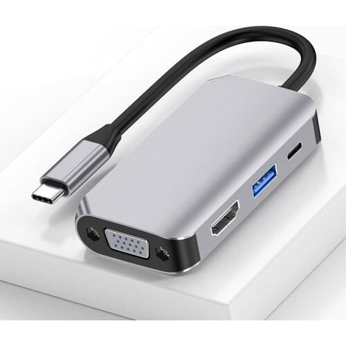 Multifunctional Docking Station Type C to HDMI VGA USB3.0 PD 60W Charging Port Adapter for Notebook Laptop Tablet Mobile Phone