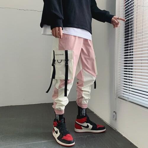 2021 Mens Streetwear Joggers Pants Hip Hop Patchwork Design Jogger Pant Men Casual Harajuku Cargo Trousers Sweatpants