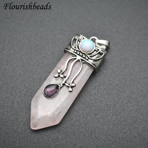 Natural Gemstone Cool Dagger Shape Pendant Fit Necklace Vintage Jewelry DIY Stuff Tiger Eye / Lapis / Agate / Crystal / Quartz