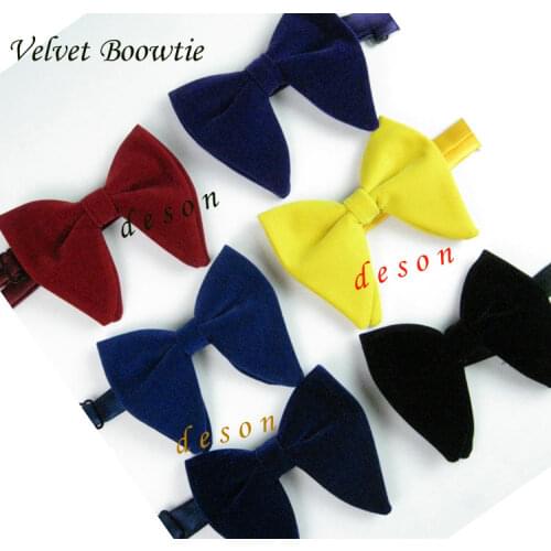 New Fashion Velvet Big Bowties for Women Mens Groom Wedding Bow Tie Solid Color Gravatas Slim Plain Black Cravat