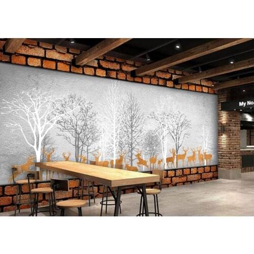 Custom papel DE parede infantil, Deer and trees for children room bedroom setting wall waterproof silk cloth wallpaper
