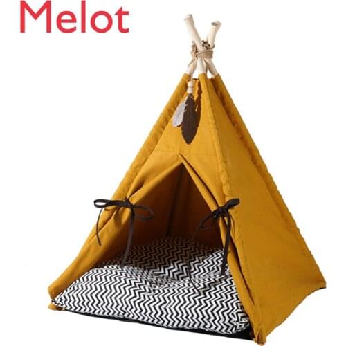 Pet Tent Sunset Yellow Cat Nest Pet Room Semi-Enclosed Four Seasons Universal Removable and Washable Cat Supplies