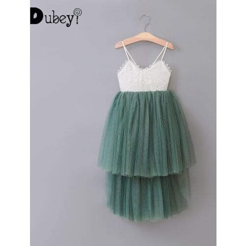 Girls Suspender Trumpet Dresses Boutique Green Tulle Flower Girl Dresses Princess Party Dress Kids Girl Birthday Fashion Dress