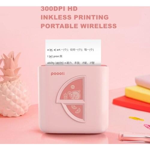 Poooli L5S Mobile Mini Photo Thermal Printer Bluetooth Portable Pocket Label Printing Inkless 300DPI Phone Journal Impresora