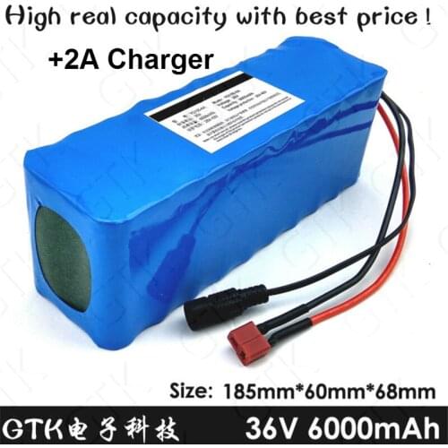 Powerfull 6ah 36v lithium battery 36V Li ion 18650 6000mah e bike battery for 350W Electric Scooter bicycle E-moped tourist car