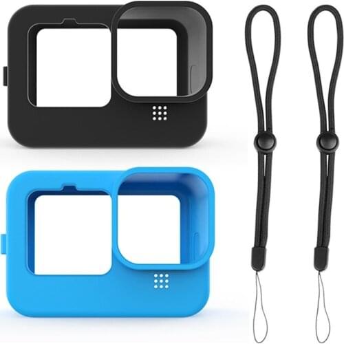 Silicone Protective Sleeve Case for GoPro- Hero 9 Shockproof Housing Frame Case Cover Wrist Strap Action Camera Accessor