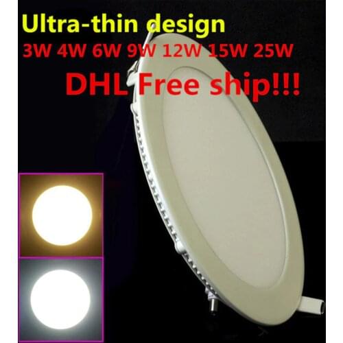 DHL Free Shipping 20pcs/lot LED Ceiling Light 3W 6W 9W 12W 15W 25W High brightness LED Down light with adapter AC85-265V