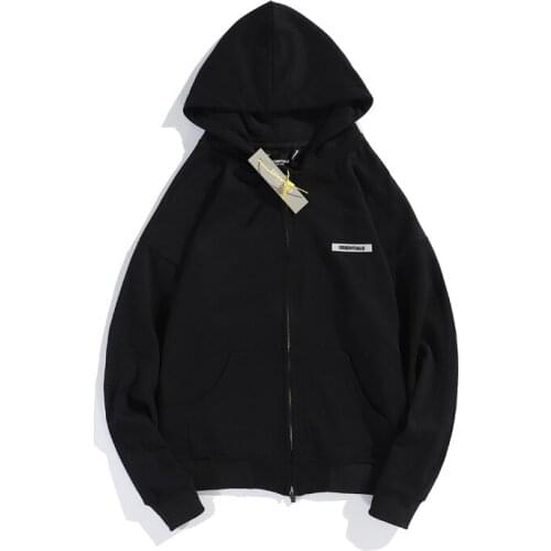 Kanye West Bieber Hip Hop Men Women Black Hoodie Sweatshirt Hooded Streetwear Cardigan Cotton Casual Male Clothing Hoody Top