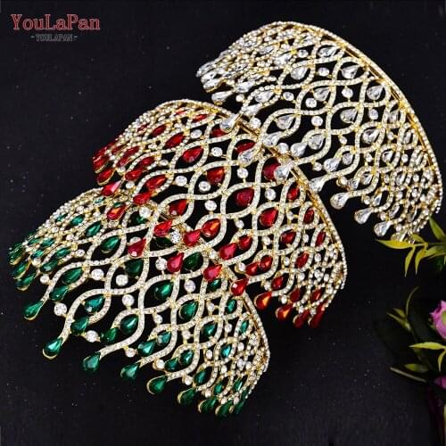 TOPQUEEN HP370 Wedding Hair Accessories Bridal Party Headband Bridal Tiaras and Crowns Zirconia Luxury Crystal Wedding Headband