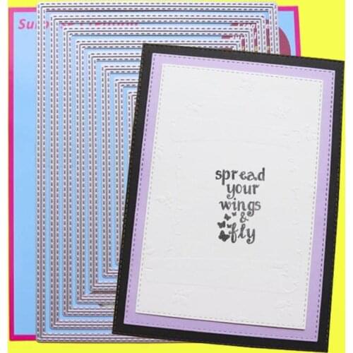 Cutting dies 5x7" Stitched Rectangle Cardmaking Scrapbook DIY Craft Stencil Surprise Creation Metal dies