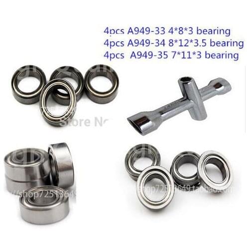 Wltoys A949 A959 A969 A979 A959-b A969-b A979-b 1/18 RC Car Spare Parts Upgrade bearing 12pcs/lot +1pcs metal tool