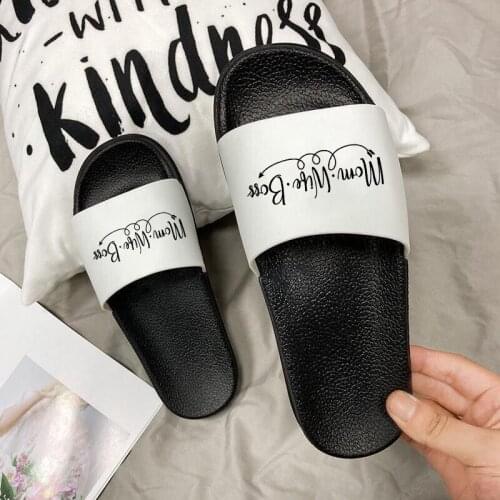 Women Shoes Thick Platform Sandals Indoor Home Slipper Letter Print Slides Non-slip Floor beach filp flops Female shoes 2021